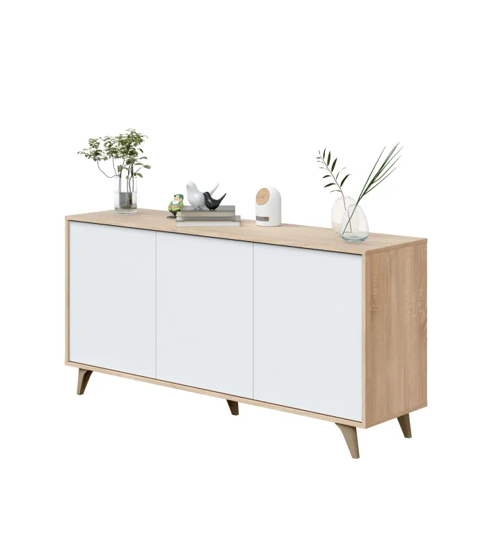 Aparador 3 puertas Gala acabado roble/blanco 75 cm(alto) 154