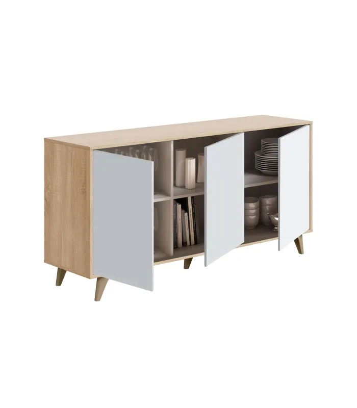 Aparador 3 puertas Gala acabado roble/blanco 75 cm(alto) 154