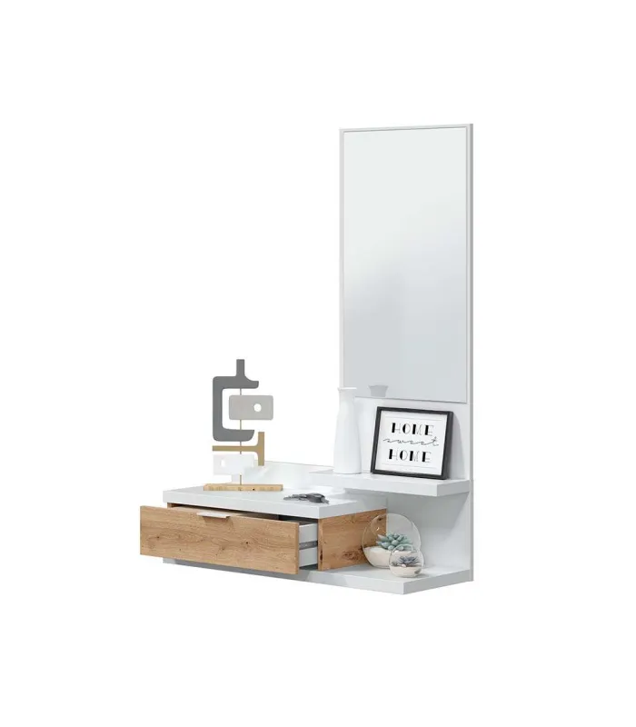 Mueble Recibidor Loira acabado blanco artik y roble nordish