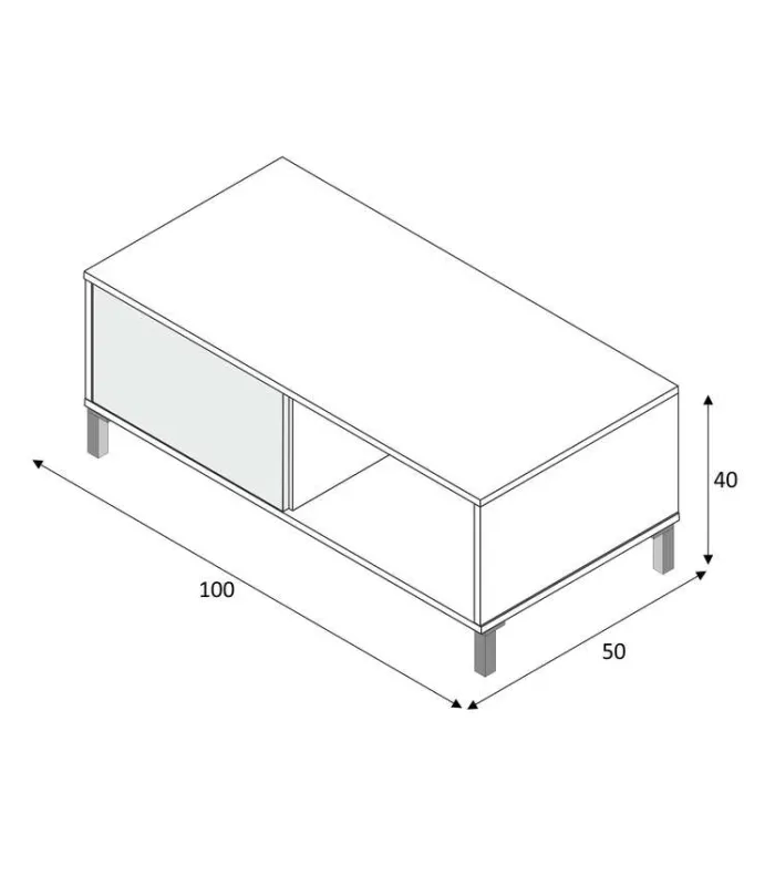 Mesa centro Luna roble/blanco 100x50x40 cm