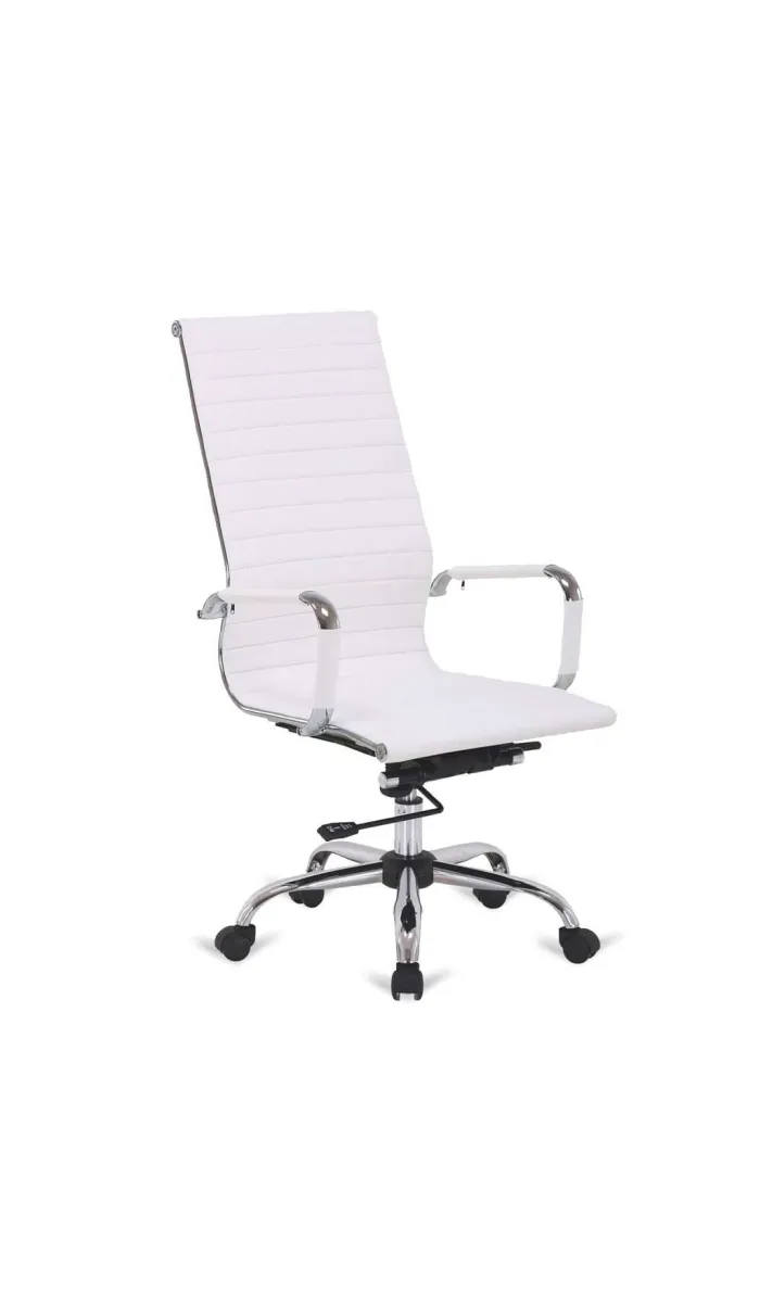 Silla de oficina giratoria blanca con ajuste de altura