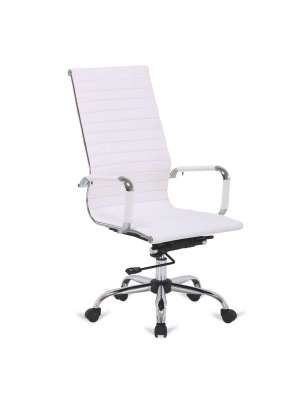 Silla de oficina giratoria blanca con ajuste de altura