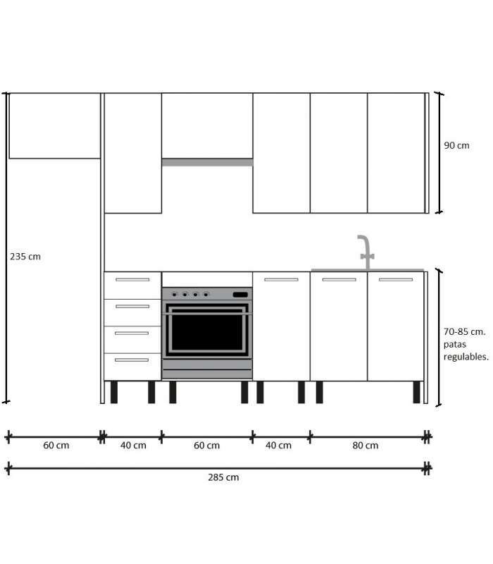 Cocina Kit-Chef 285cm en varios colores