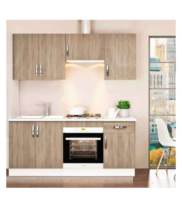 Cuisine complète 180 cm (large) couleur chêne KIT-KIT