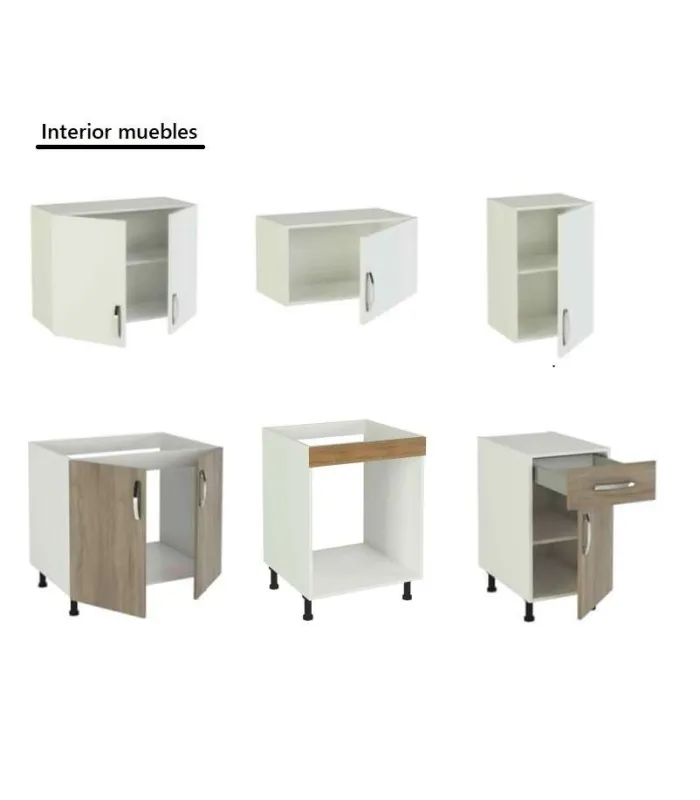 Cocina completa 180 cm roble-blanco sin encimera
