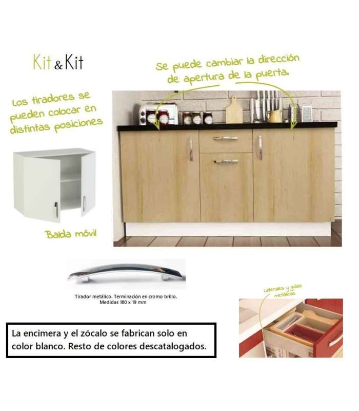 Cuisine complète 180 cm (largeur) couleur chêne-blanc KIT-KIT