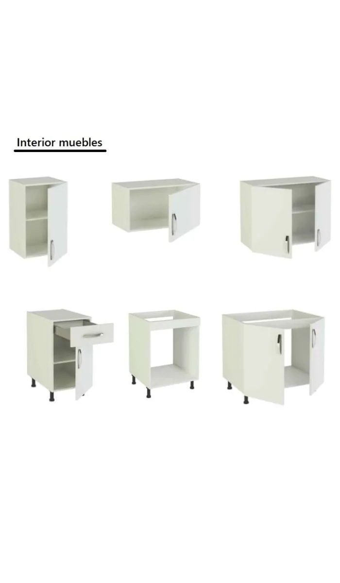 Cocina blanca completa con encimera y zócalo, 180 cm