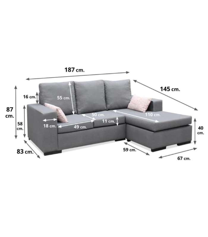 Hm-actually Chaiselongues Sofa con chaiselongue reversible