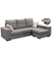 Chaiselongue reversible Bea color gris con dos taburetes, 230 cm (Ancho) x 155 cm (Fondo) x 92 cm (Alto)