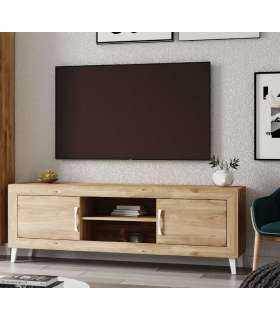 Mueble TV Castril en roble y blanco. 180 cm de ancho. Se sirve