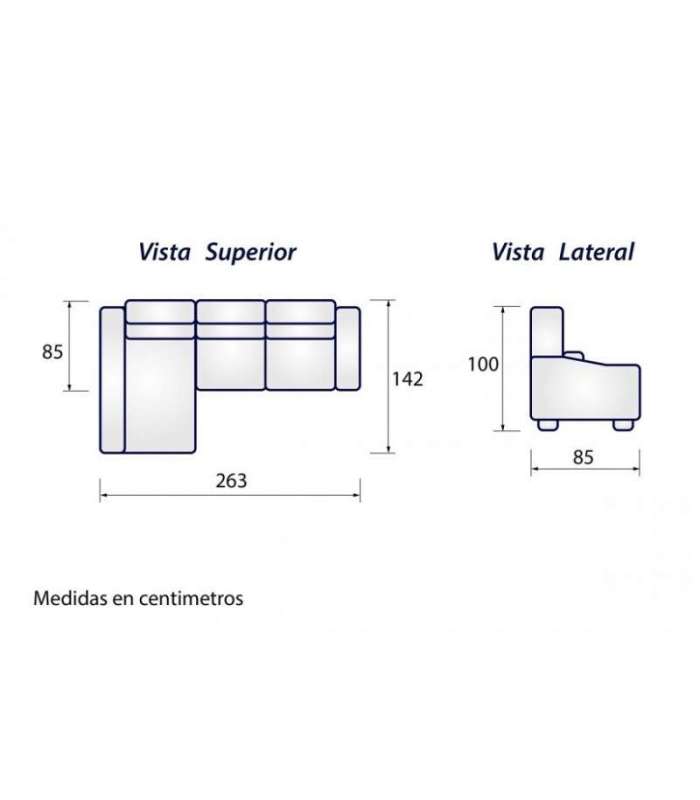 copy of Sofá Alejandra com chaise-longue cinzento reversível