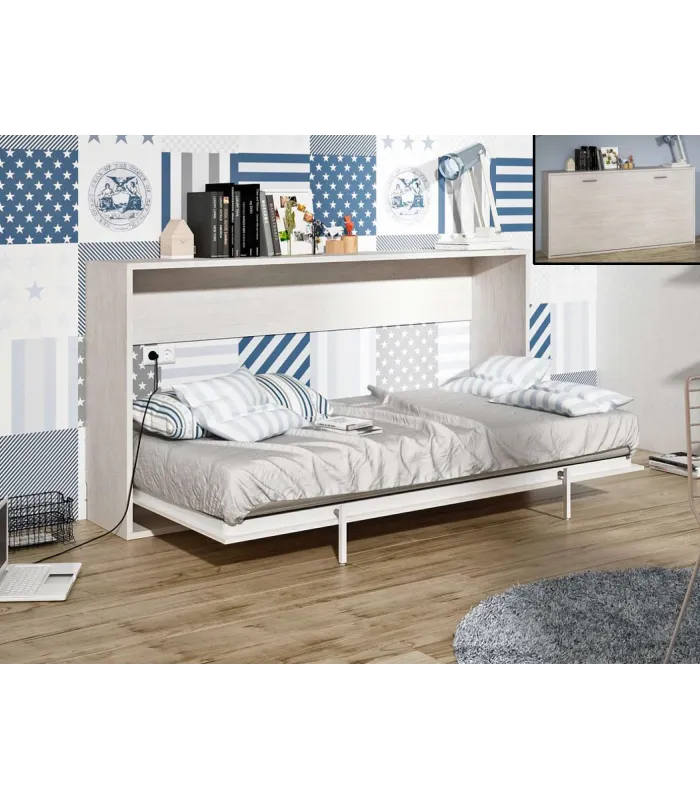 Cama abatible Mónica 90 cm color ártico, cómoda y funcional