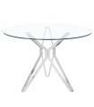 copy of Triana round table glass lid and chrome legs of 110 cm.