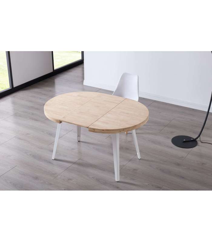 Mesa extensible Berg roble nordish patas blancas 76 cm(alto)