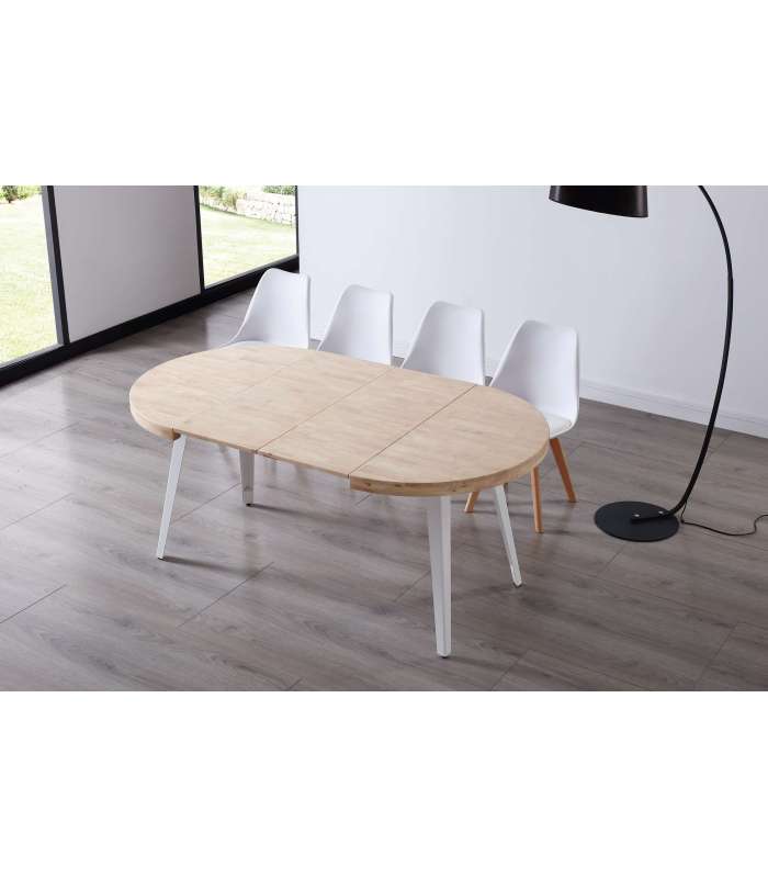 Mesa extensible Berg roble nordish patas blancas 76 cm(alto)