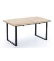 Mesa extensible Natural de estilo Industrial Roble nordish/negro 76 cm(alto)140-180 cm(ancho)80 cm(largo)