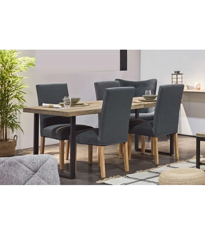 Mesa extensible STEVE Roble Honey/Negro, 140-180 cm