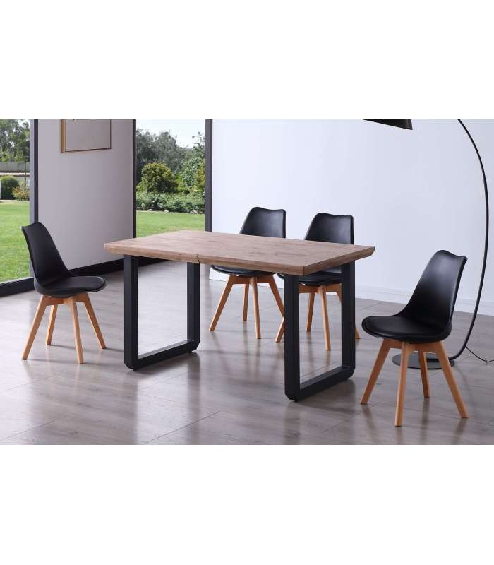 ADEC Mesas de cocina Mesa extensible Roma Roble Honey/negro 77