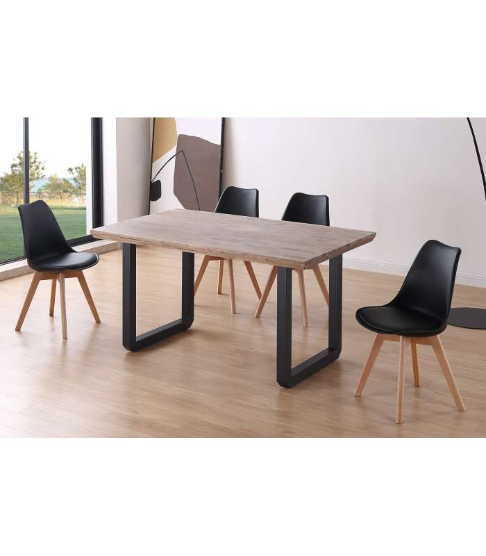 Mesa de comedor fija Roma Roble Honey/Negro 77 cm(alto)150