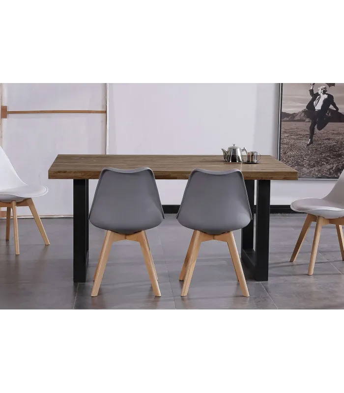 Mesa de comedor Loft Roble American/Negro 160x100 cm