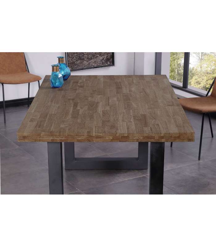 Table de salle à manger fixe Loft Oak Chêne américain/noir 160