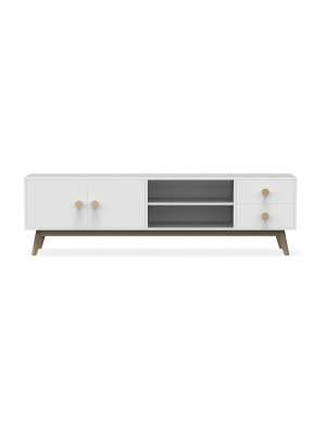 Mueble TV 2 puertas, 2 cajones Campos blanco
