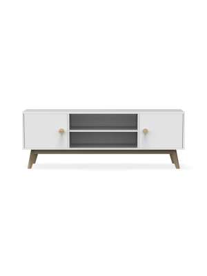 Mueble TV 2 puertas Campos blanco 140x40x53 cm