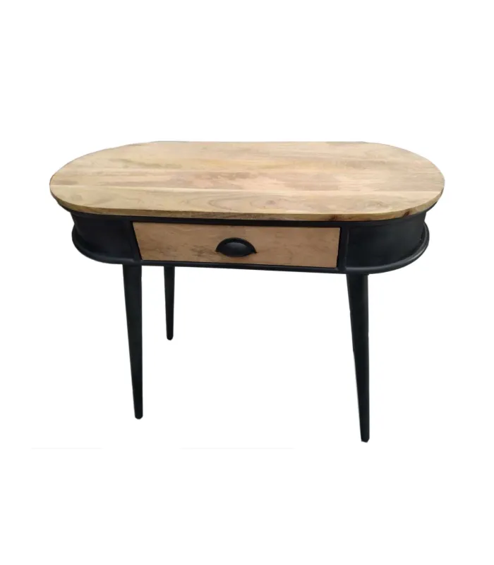 Consola Dinos 1 cajón, madera mango/negro 76cm