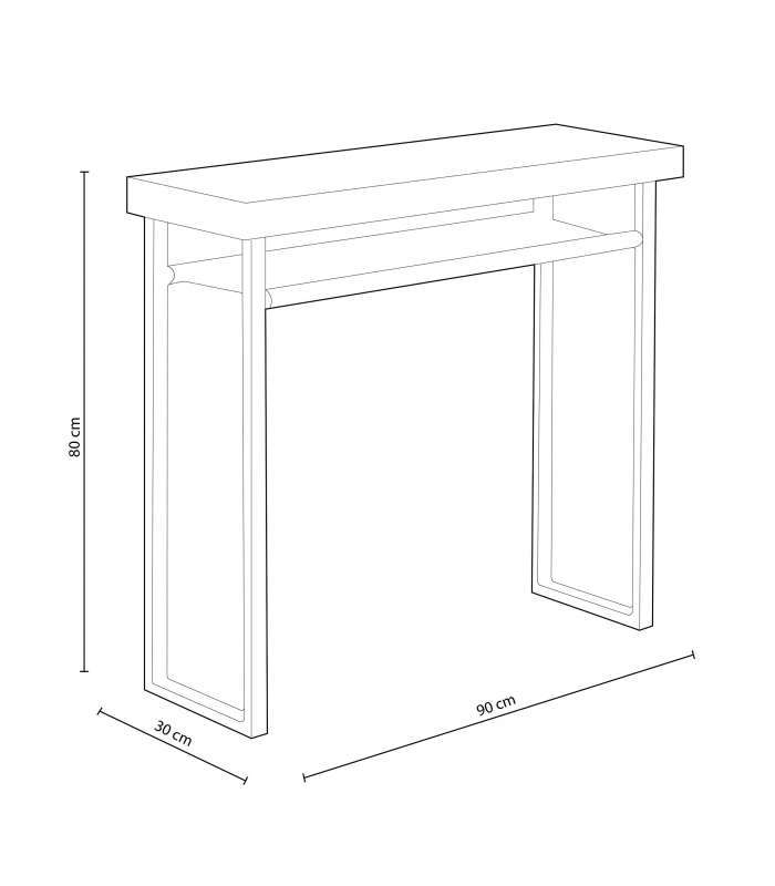 Adec - Natural, Recibidor salón, Entrada Comedor Acabado en Roble Salvaje y Negro, Medidas: 90 x 30 x 80 cm de Alto