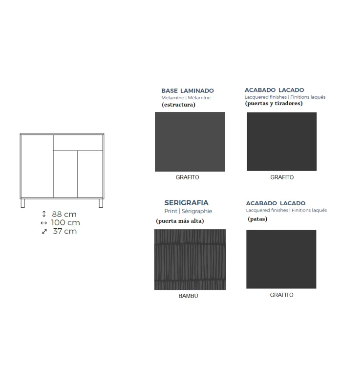 Recibidor zapatero 3 puertas con serigrafía bambú