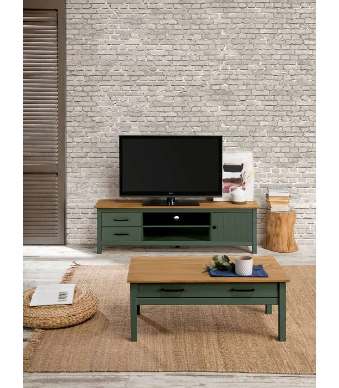 MKRIC Mesas TV Mueble para TV Miranda acabado verde, 47