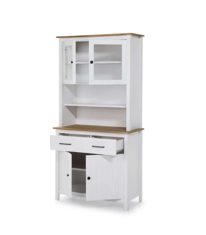 Vitrina blanca 4 puertas 2 cajones 180x90x40 cm