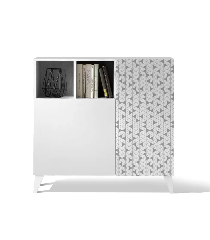 Recibidor zapatero blanco con serigrafía GEO 1