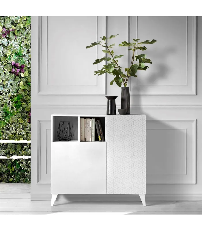 Recibidor zapatero 2 puertas blanco serigrafía GEO 2