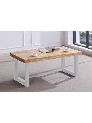 Mesa centro elevable Loft, roble nordish y blanco