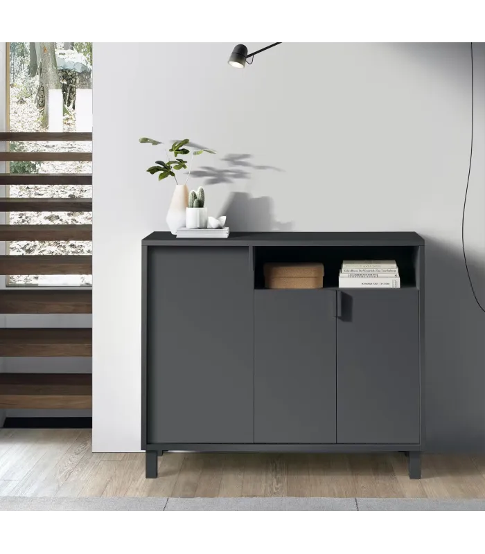 Recibidor zapatero 3 puertas en acabado grafito