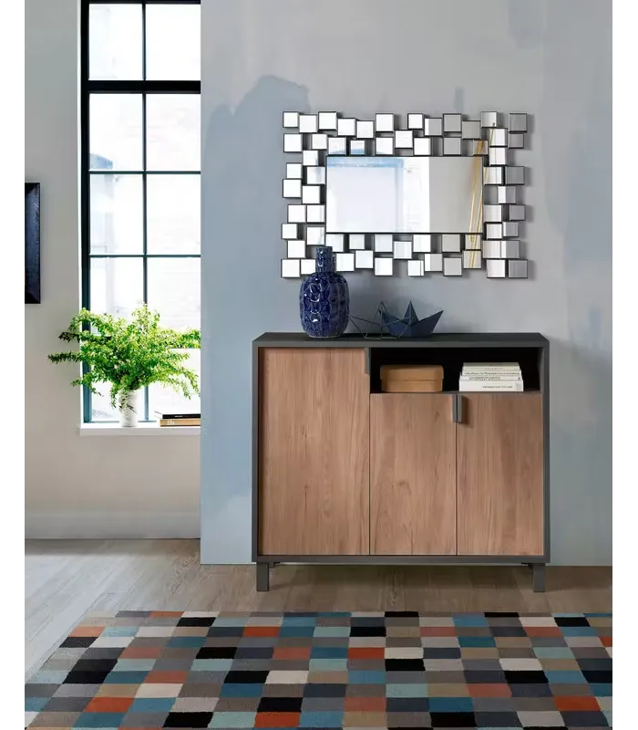 Receptor sapateiro 3 portas grafite e noz