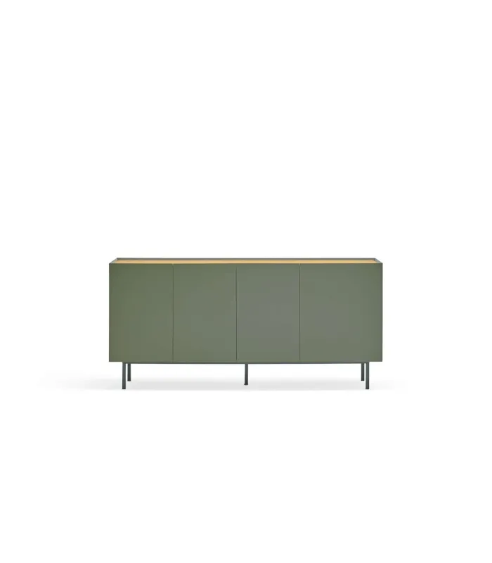 Aparador Arista 4 puertas, acabado verde elegante