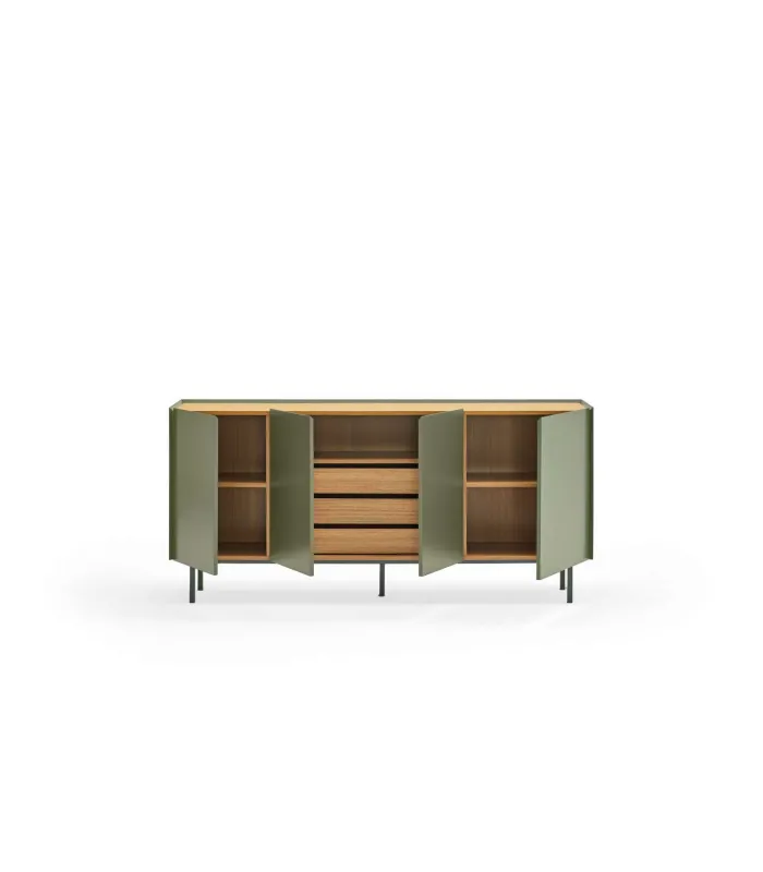 Aparador Arista 4 puertas, acabado verde elegante