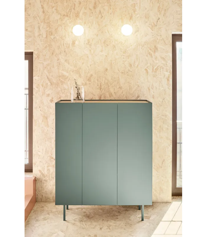 Mueble auxiliar Arista 3 puertas en verde, 95x40x120 cm
