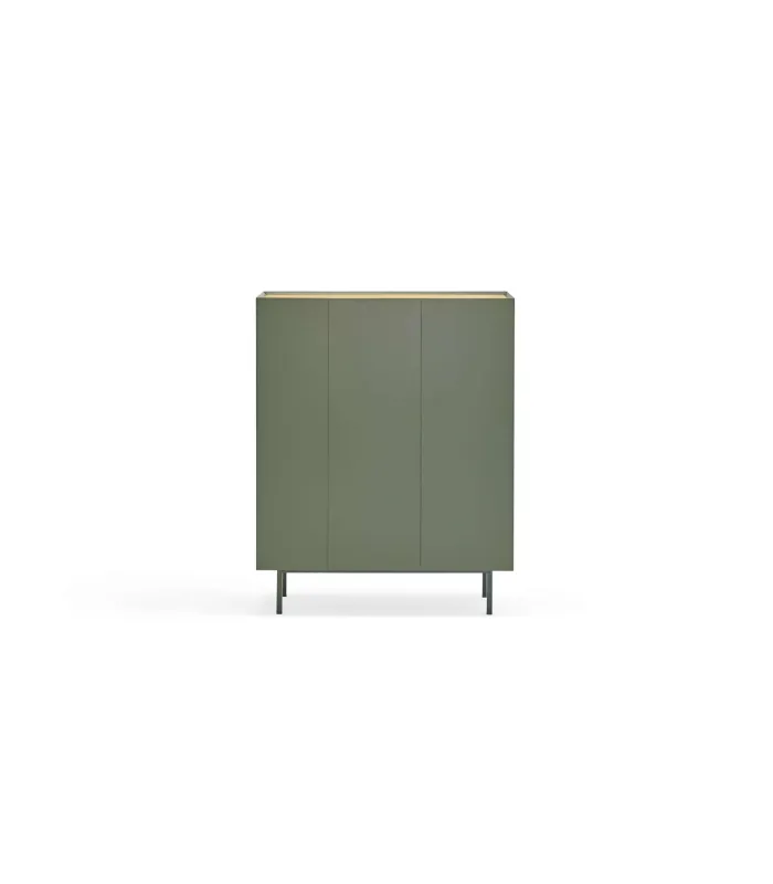 Mueble auxiliar Arista 3 puertas en verde, 95x40x120 cm