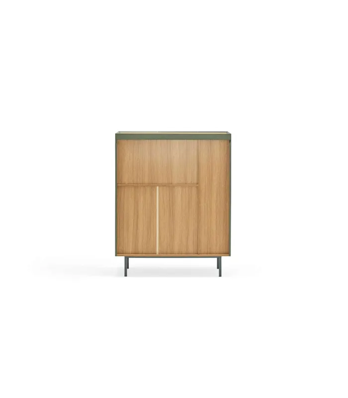 Mueble auxiliar Arista 3 puertas en verde, 95x40x120 cm