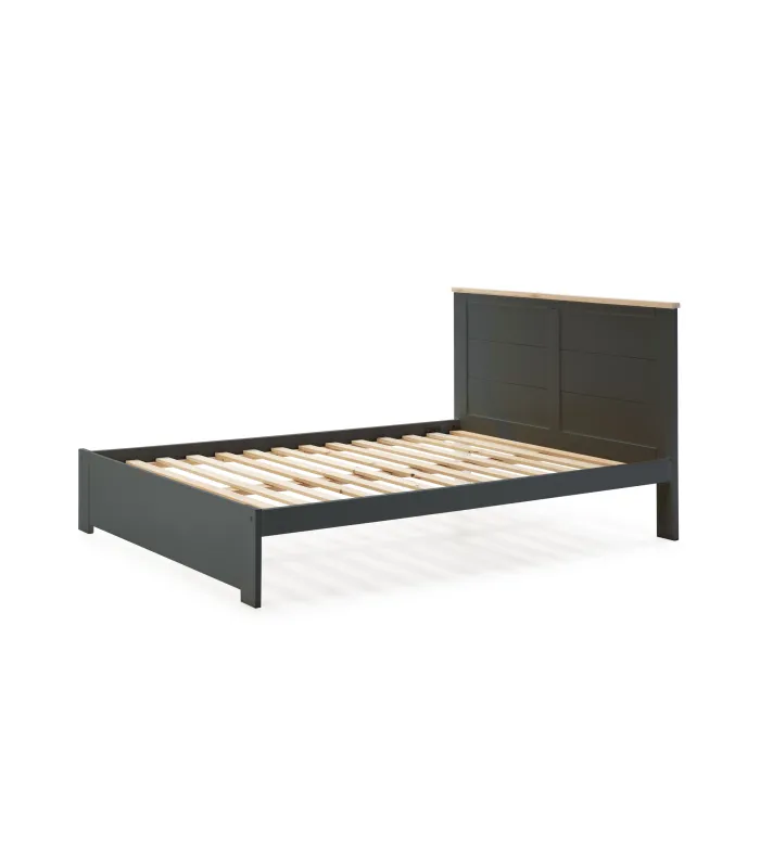 Cama matrimonial Anika en gris antracita, diseño moderno