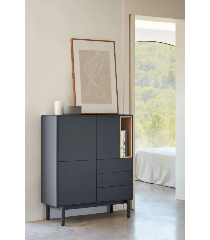Mueble Corvo 3 puertas y 3 cajones gris antracita