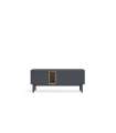 Mueble para televisión modelo Corvo 1 puerta 2 cajones acabado gris antracita, 140cm(ancho)  56cm(alto) 40cm (largo)