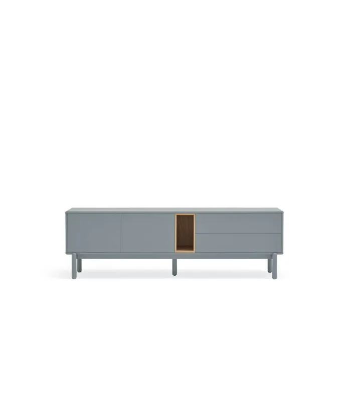 Mueble TV Corvo 2 puertas 2 cajones gris perla