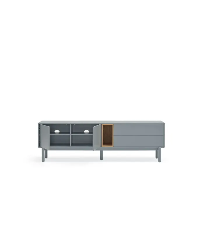 Mueble TV Corvo 2 puertas 2 cajones gris perla