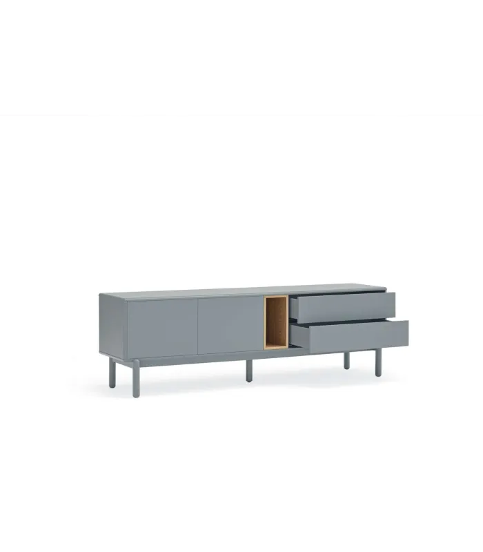 Mueble TV Corvo 2 puertas 2 cajones gris perla