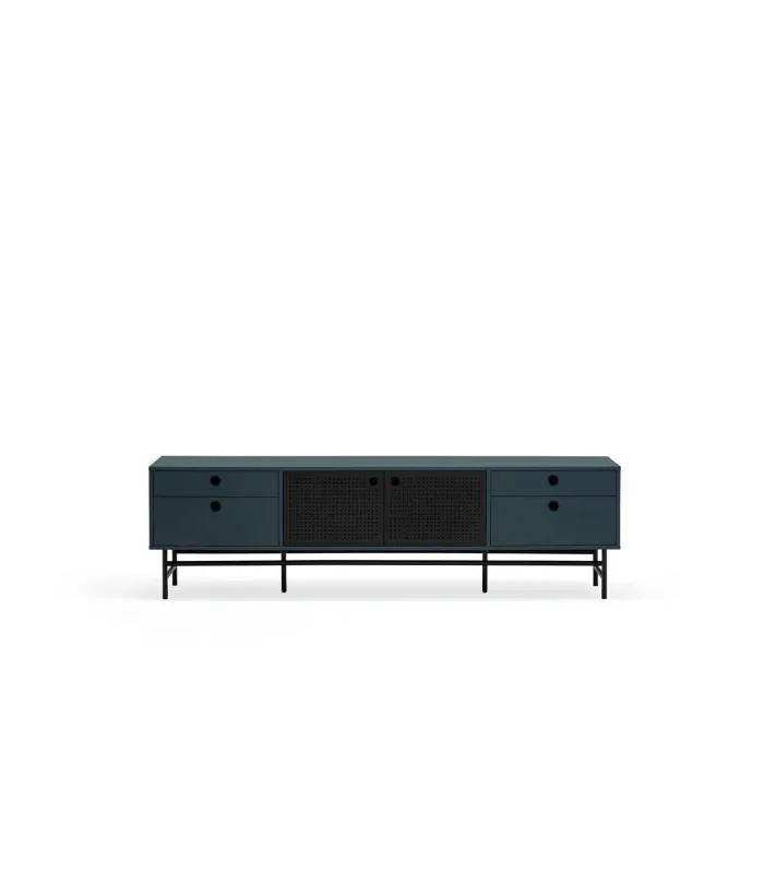 Mueble TV Punto 2 puertas 4 cajones azul/negro