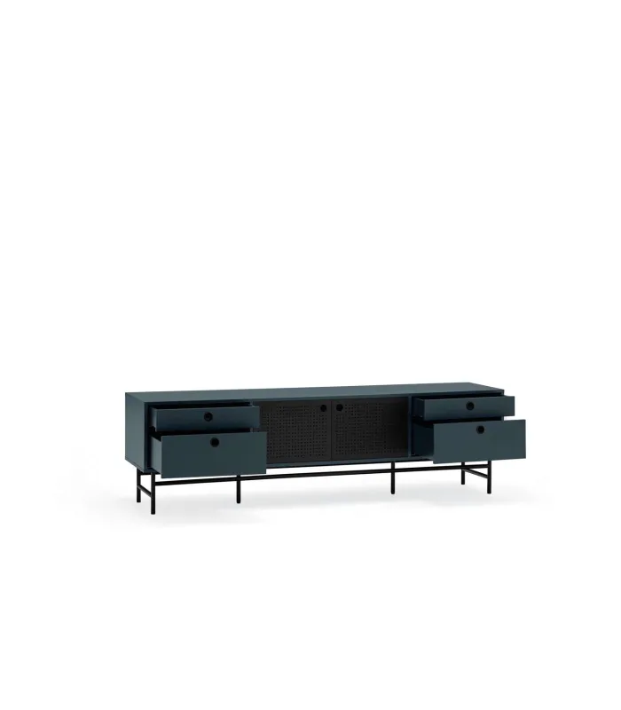 Mueble TV Punto 2 puertas 4 cajones azul/negro